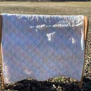 Vintage Gerber Baby Quilt Blanket Pastel 80s 90s Y2K 30"x42"